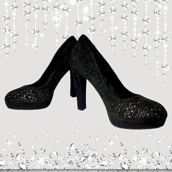 Juicy COUTURE velvety black peek-a-boo Heels - Picture 3 of 9